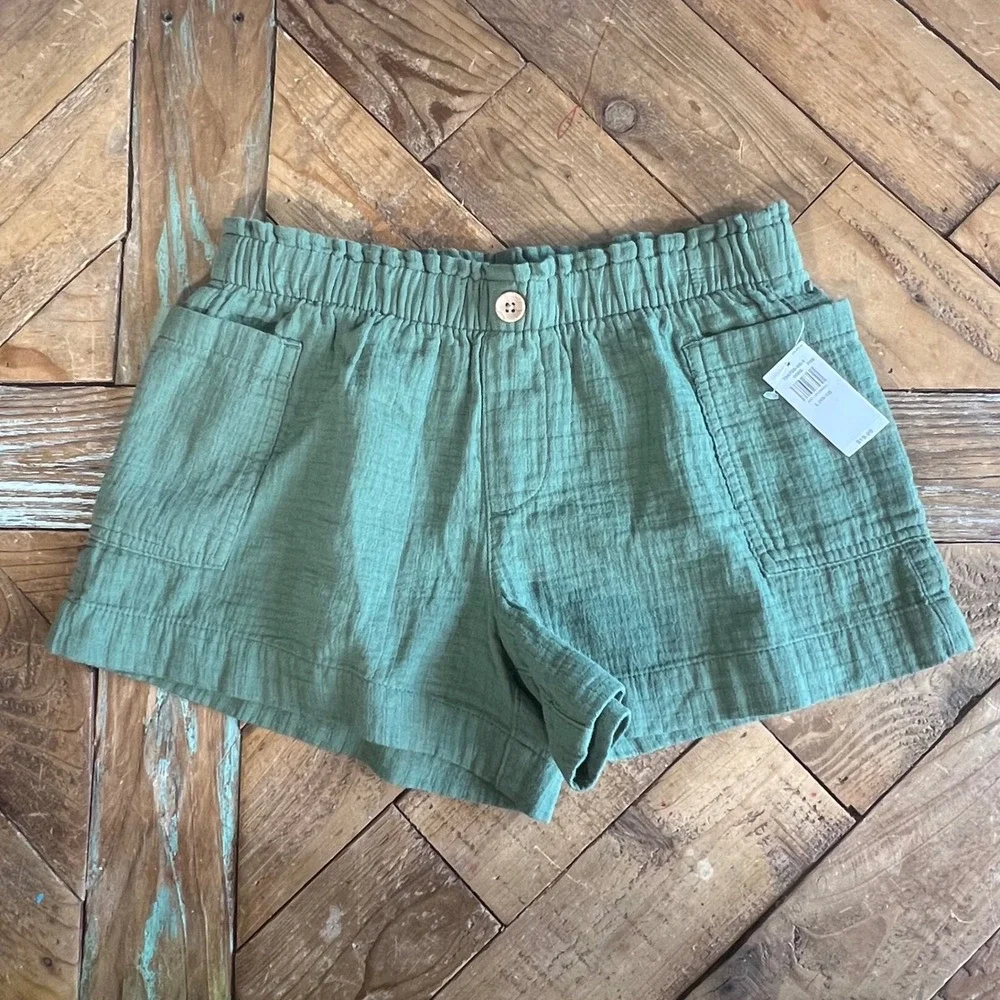 Old Navy Girls Shorts L (10-12) Olive Green Cotton‎ Blend Casual Pull On New